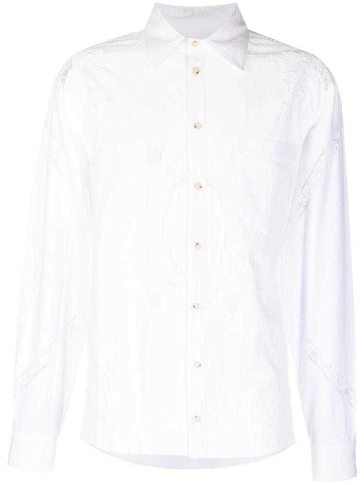 Marine Serre floral embroidered cut-out shirt - White Cover