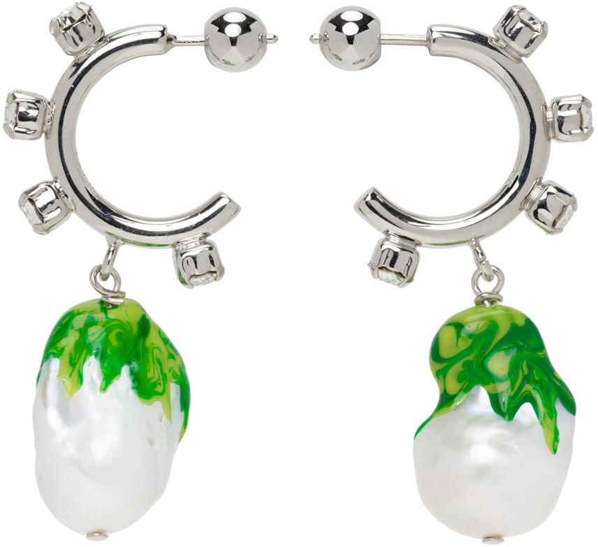 Safsafu Silver & Green Jelly Melted Earrings Cover