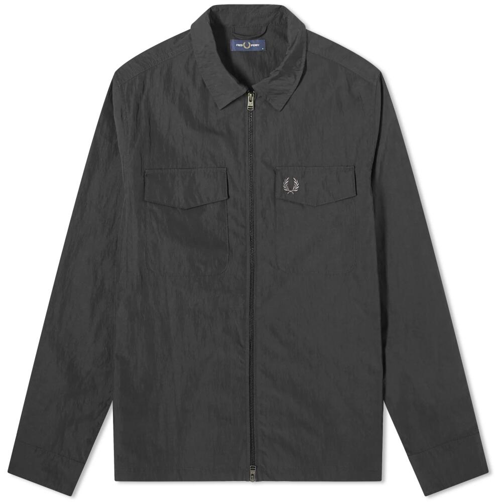 Fred Perry Men's Zip Overshirt in Black Cover