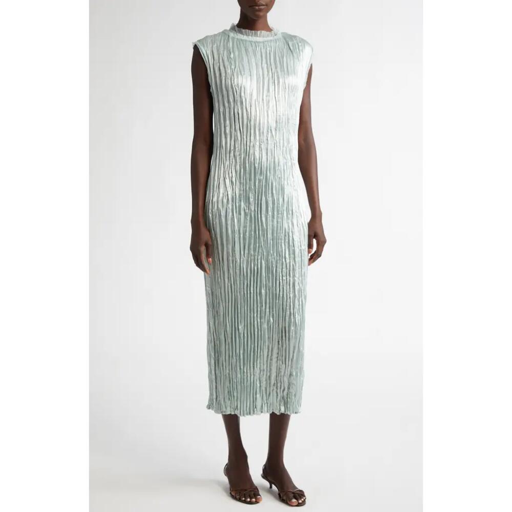 Jason Wu Collection Pleated Hammered Satin Sheath Dress in Sage Cover