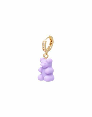 Crystal Haze Woman Single Earring Lilac Resin, Cubic zirconia, Brass, 750/1000 gold plated Cover