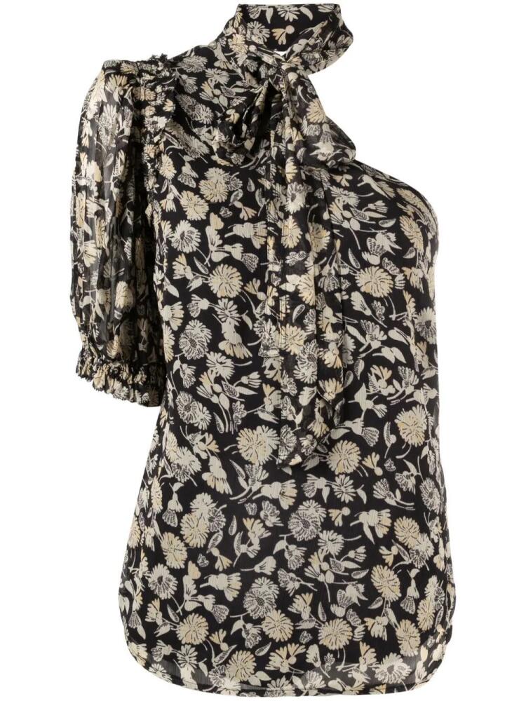 Polo Ralph Lauren floral-print one-shoulder blouse - Black Cover