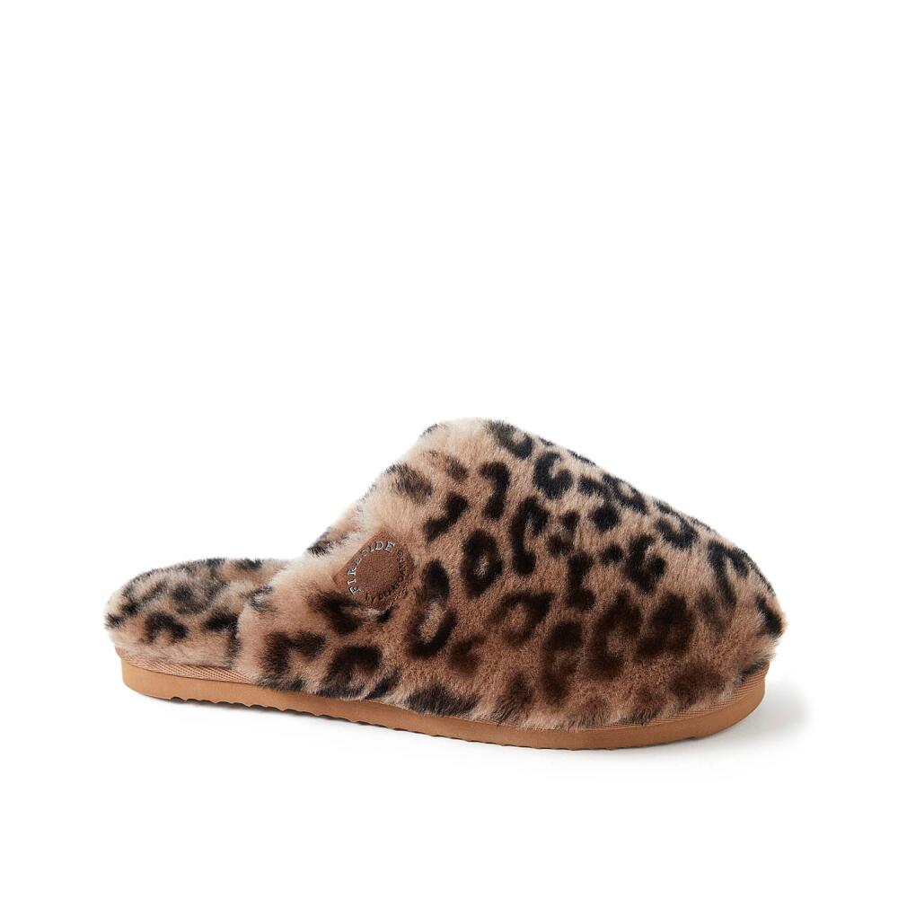 Dearfoams Shelly Beach Slipper | Women's | Tan/Black Leopard Print Cover