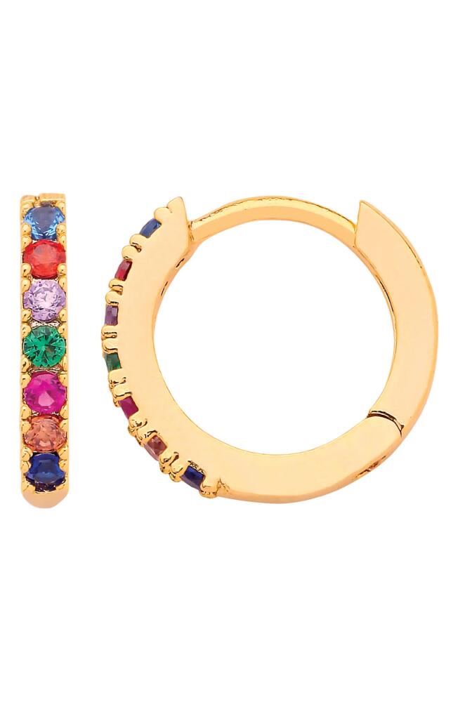 Estella Bartlett Multicolor Crystal Pavé Huggie Hoop Earrings in Gold Cover