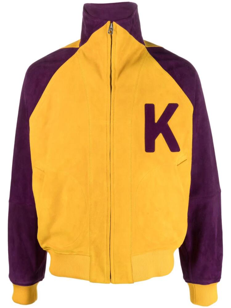 Kenzo colour-block logo-print bomber jacket - Yellow Cover