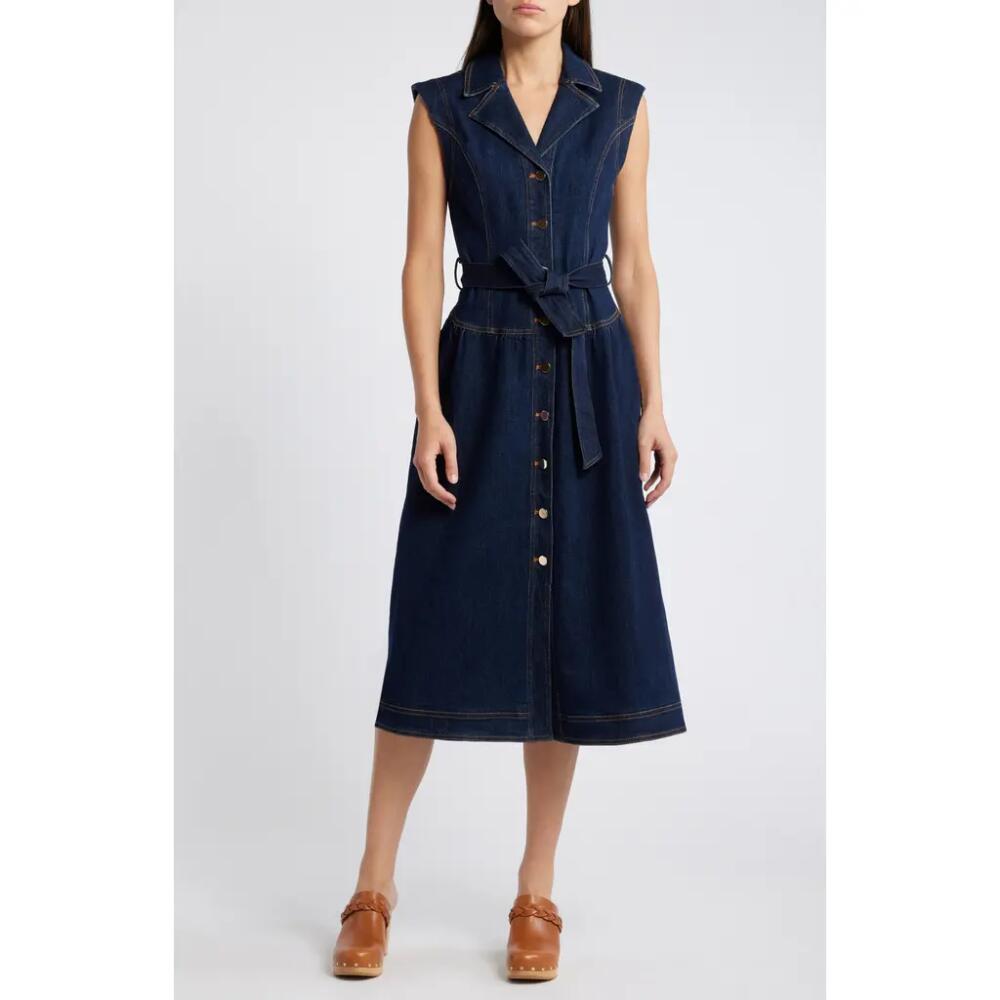 Adelyn Rae Sleeveless Denim Midi Dress in Navy Denim Cover