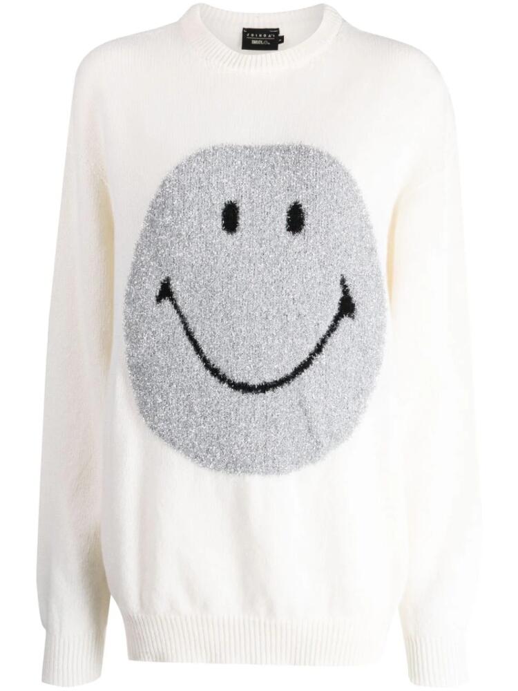 Joshua Sanders smiley face-motif ribbed jumper - White Cover