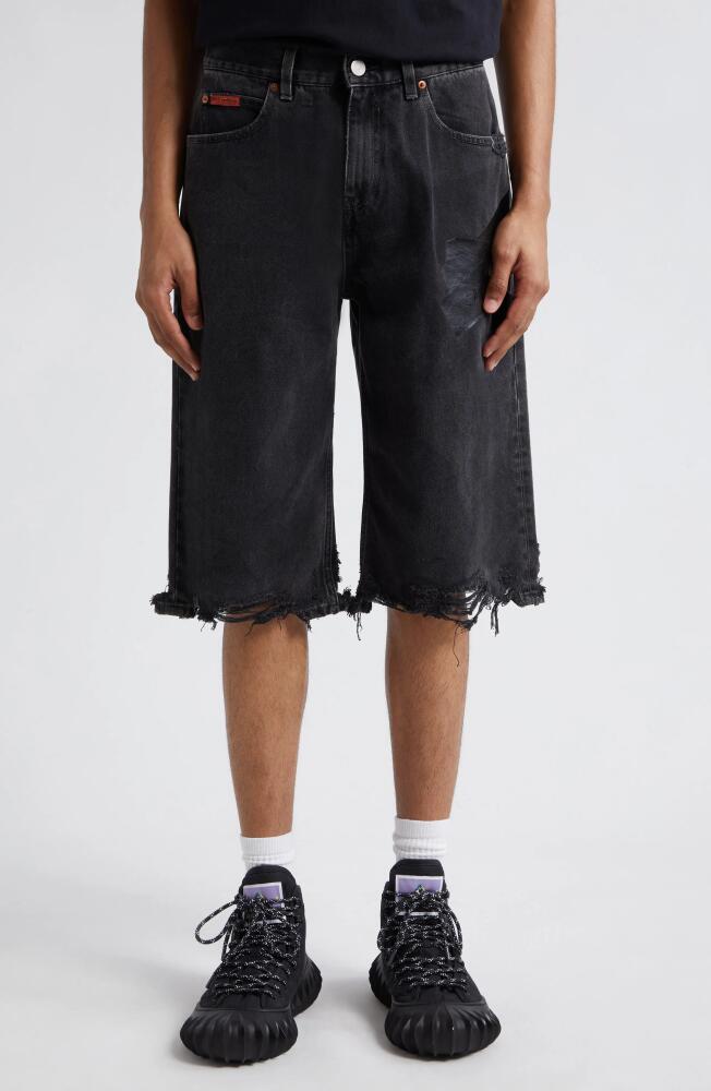 Martine Rose JEAN SHORT in Black Wash/Gaffer Tape Cover