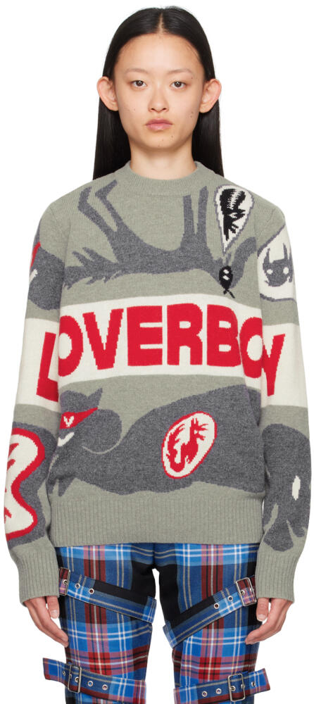 Charles Jeffrey LOVERBOY Gray Intarsia Sweater Cover