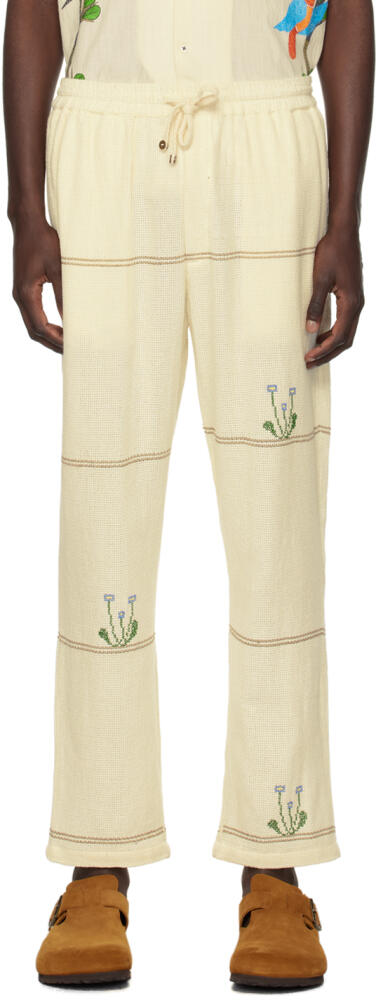 HARAGO Off-White Embroidered Trousers Cover