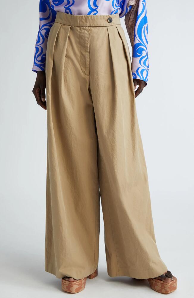 Dries Van Noten Belted Cotton Chinos in Beige Cover