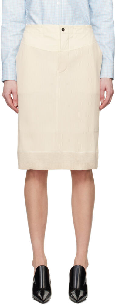 Bottega Veneta Off-White Ribbed Midi Skirt Cover