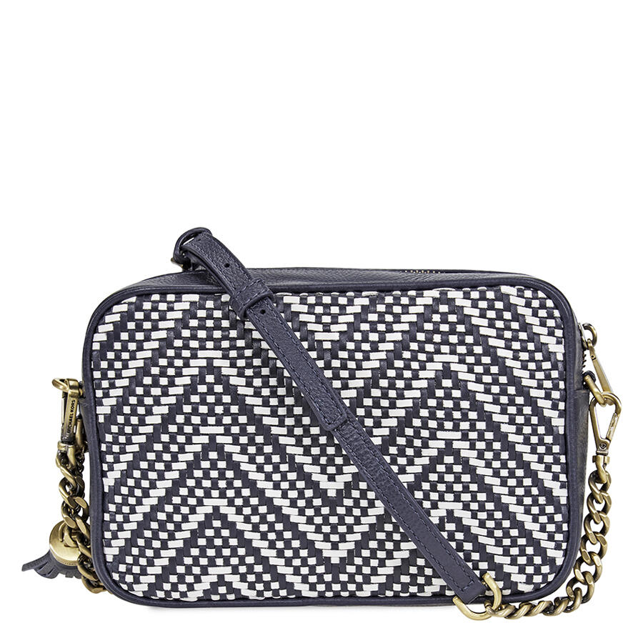 Michael Kors Ginny Medium Woven Leather Crossbody- ADMIRAL/OPWT Cover