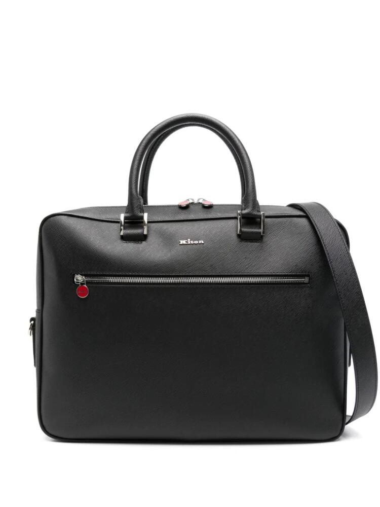 Kiton logo-plaque briefcase - Black Cover