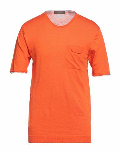 Daniele Fiesoli Man Sweater Orange Linen, Cotton Cover