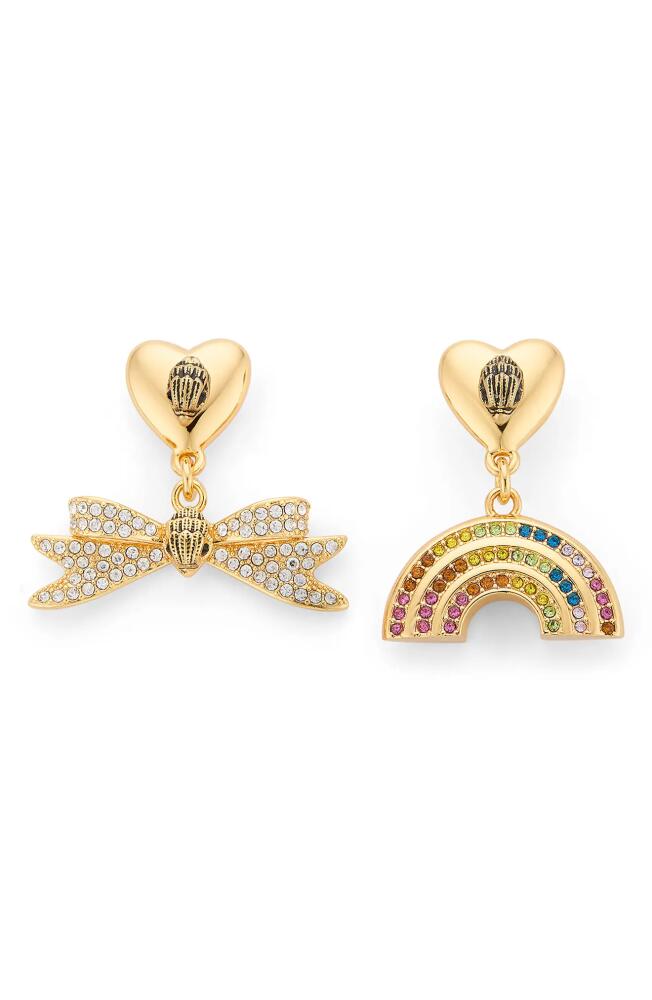 Kurt Geiger London Pavé Crystal Bow & Rainbow Mismatched Earrings in Gold Cover