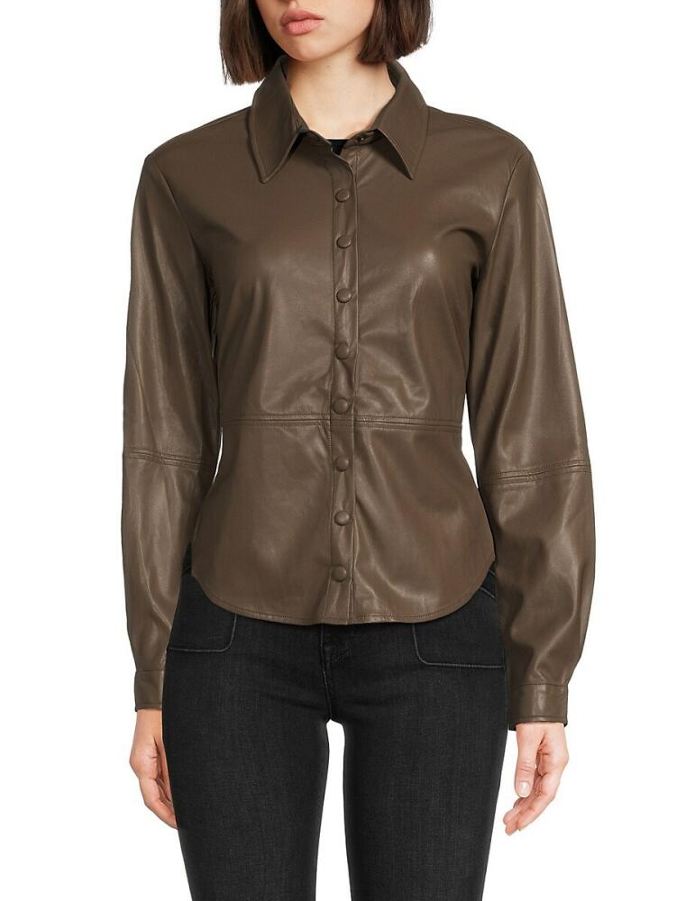 Heartloom Women's Delancy Faux Leather Shirt - Coco Cover