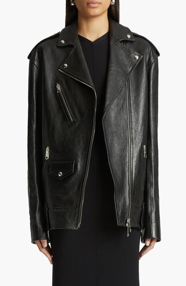 Khaite Hanson Leather Moto Jacket in Black Cover