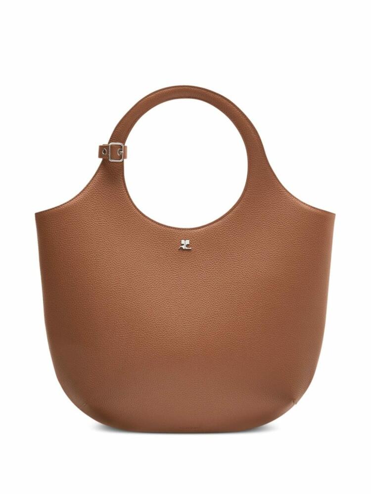 Courrèges medium Holy leather tote bag - Brown Cover