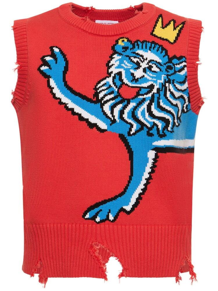 CHARLES JEFFREY LOVERBOY Graphic Slash Lion Print Vest Cover