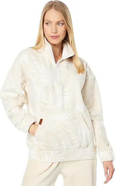 Roxy Sweet Shade 1/2 Zip Pullover Fleece (Tapioca Palmy Days) Women's Clothing Cover