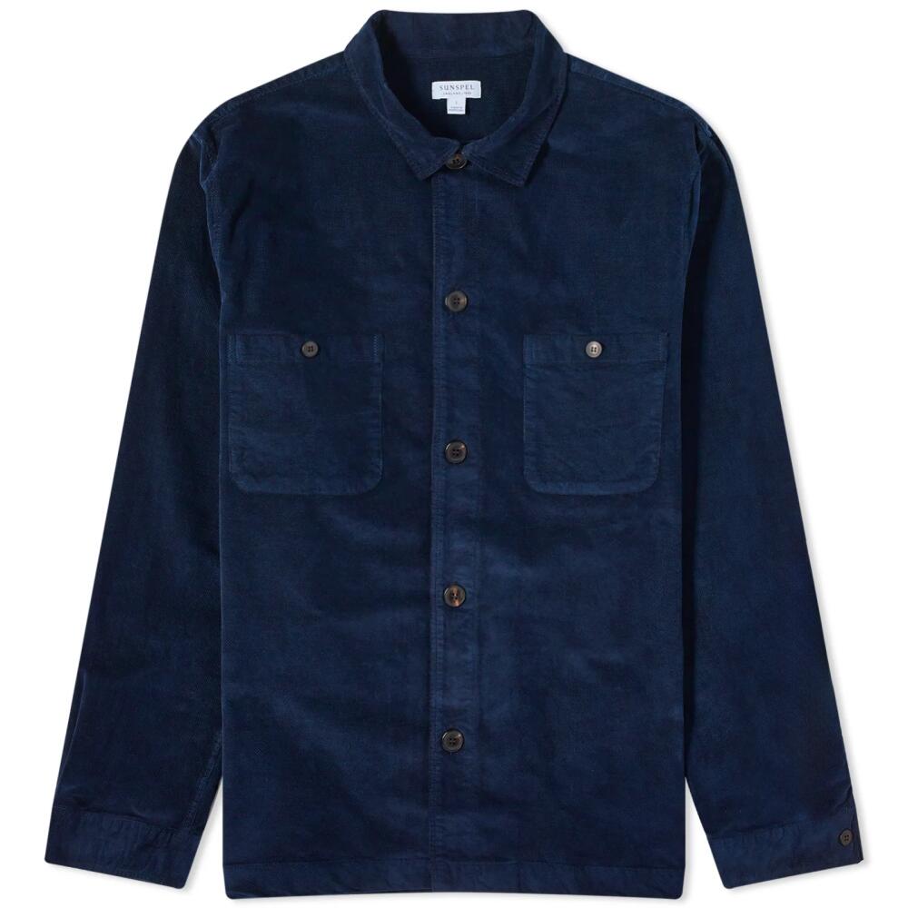 Sunspel Men's Cellular Cord Overshirt in Navy Cover