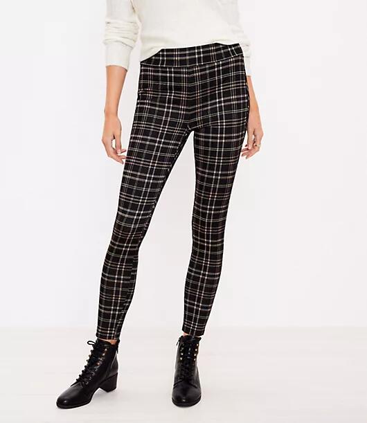 Loft Petite Shimmer Plaid Ponte Leggings Cover