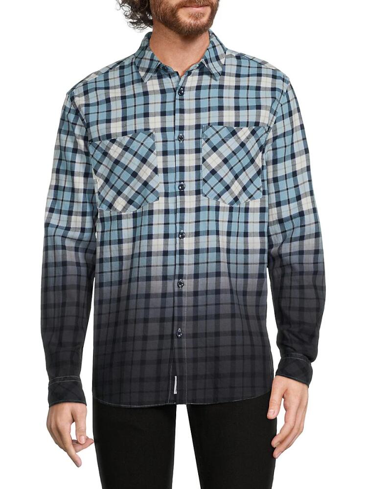 Eleven Paris Men's Dip Dye Plaid Button Down Shirt - Plein Air Cover