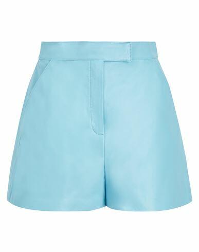 8 By Yoox Leather High-waist Bermuda Shorts Woman Shorts & Bermuda Shorts Turquoise Lambskin Cover