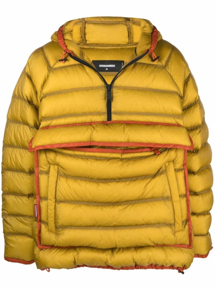 DSQUARED2 contrasting-trim padded coat - Yellow Cover