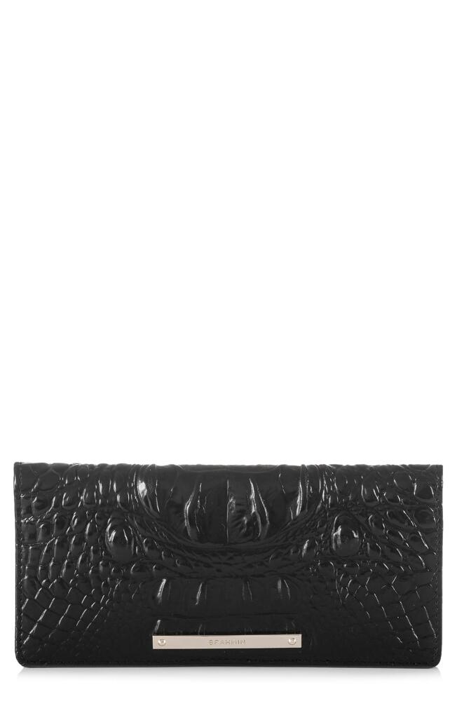 Brahmin 'Ady' Croc Embossed Continental Wallet in Black Melbourne Cover