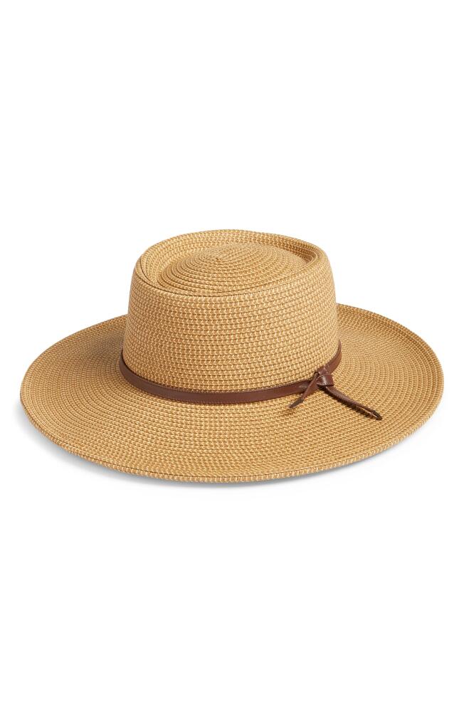 Nordstrom Packable Boater Hat in Tan Dark Combo Cover