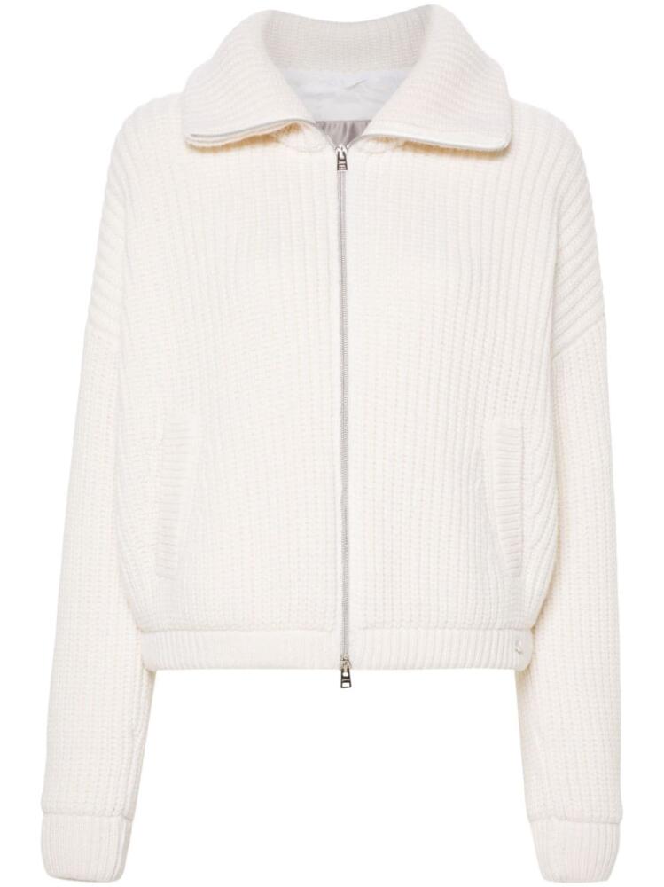 Herno wool zipped cardigan - White Cover