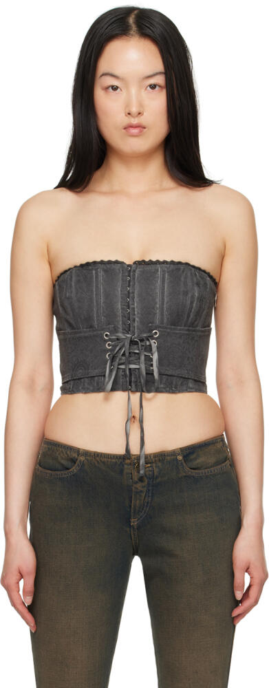 GUESS USA Black Textured Corset Cover