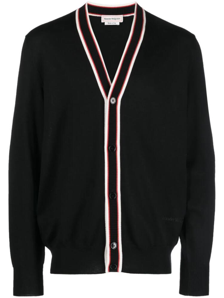 Alexander McQueen striped-edge V-neck cardigan - Black Cover