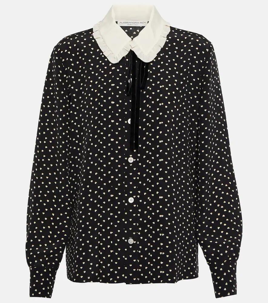 Alessandra Rich Polka-dot silk-blend blouse Cover