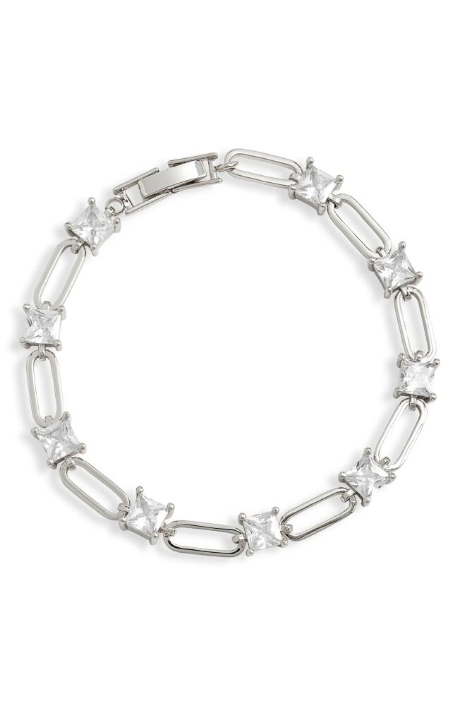 Nordstrom Cubic Zirconia Open Link Bracelet in Clear- Rhodium Cover