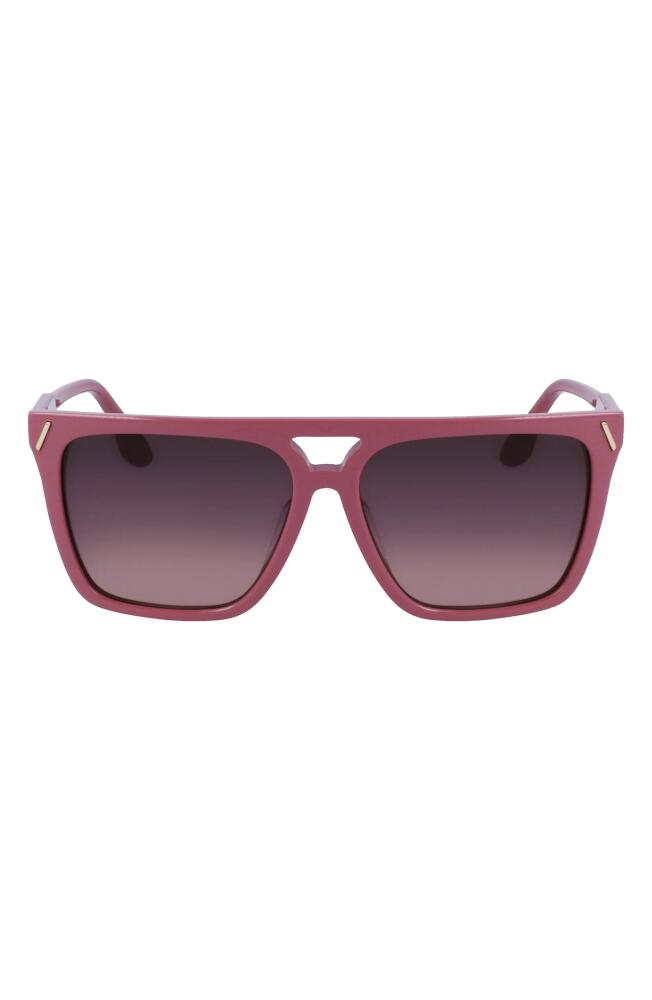 Victoria Beckham 57mm Gradient Navigator Sunglasses in Rose Cover