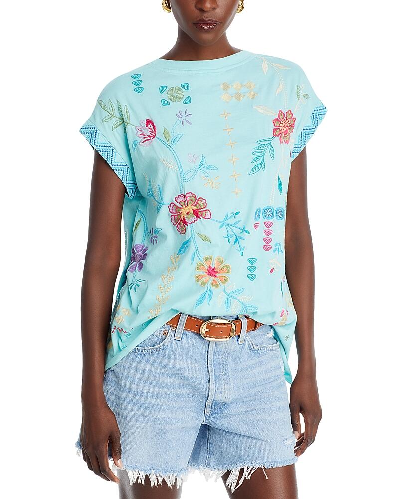 Johnny Was Katie Embroidered Raw Hem Tee Cover