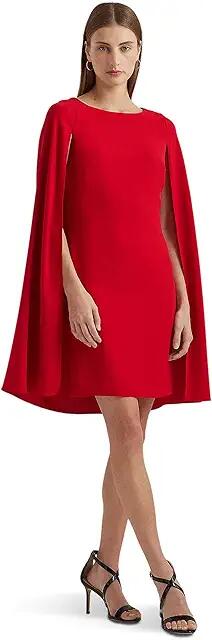 Lauren Ralph Lauren Cape Georgette Cocktail Dress (Martin Red) Women's Dress Cover