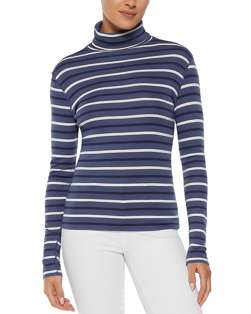 Three Dots Striped Turtleneck Long Sleeve Tee Cover