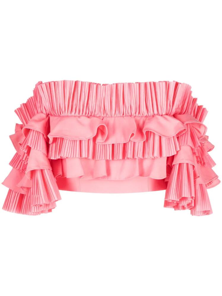 Acler Radford ruffled off-shoulder top - Pink Cover