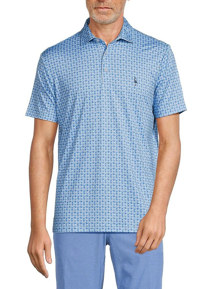 TailorByrd Men's Print Performance Polo - Blue Cover