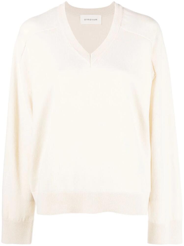 ARMARIUM V-neck knitted jumper - White Cover