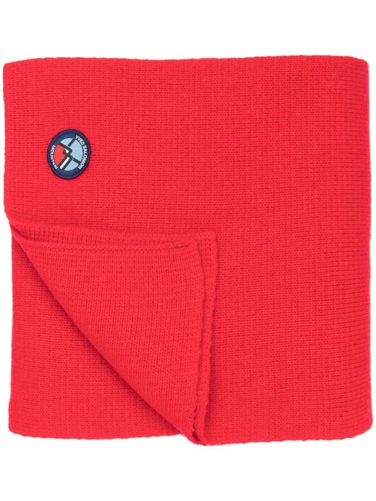 Yves Salomon knitted logo-patch scarf - Red Cover