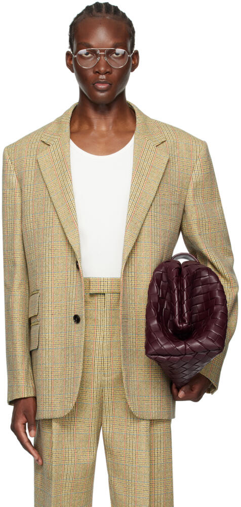 Bottega Veneta Beige Distorted Prince Of Wales Blazer Cover