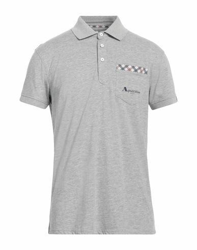 Aquascutum Man Polo shirt Light grey Cotton, Polyester Cover