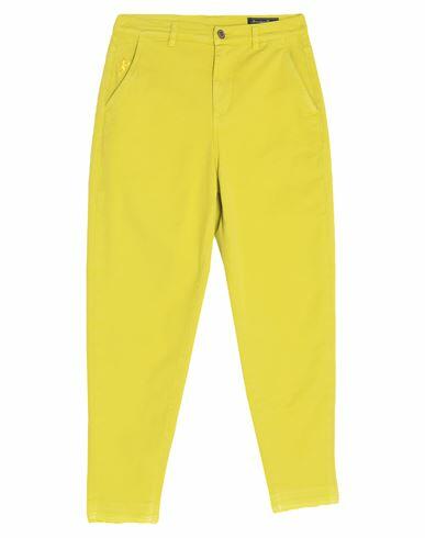 Avantgar Denim By European Culture Woman Pants Acid green Cotton, Polyester, Rubber Cover