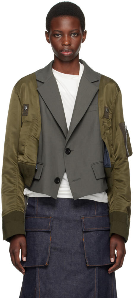 sacai Khaki Suiting Blazer Cover