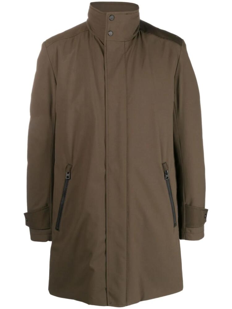 BOSS roll-neck water-repellent raincoat - Green Cover